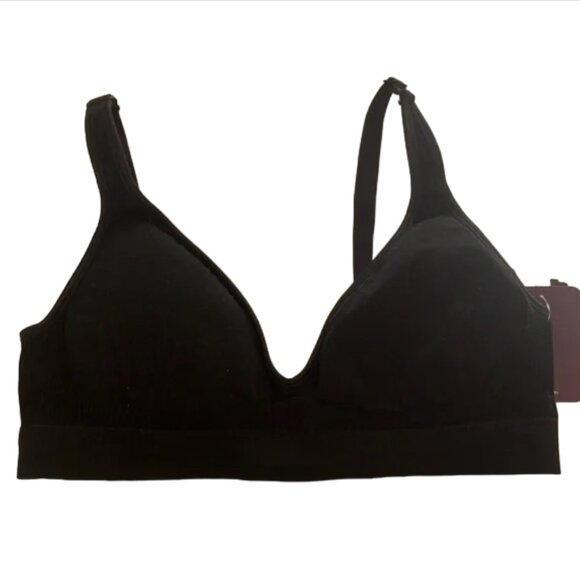 NWT Felina Deep V Bralette black unlined wireless size XL - Picture 3 of 5